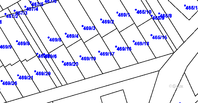 Parcela st. 469/17 v KÚ Brušperk, Katastrální mapa