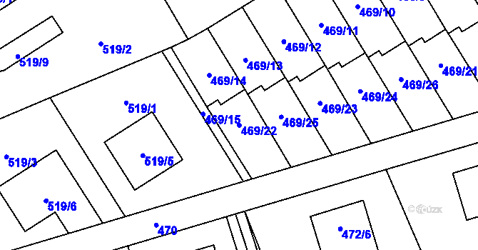 Parcela st. 469/22 v KÚ Brušperk, Katastrální mapa