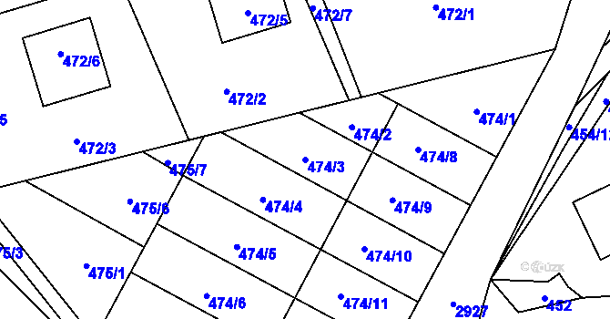 Parcela st. 474/3 v KÚ Brušperk, Katastrální mapa