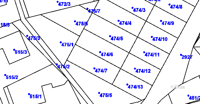 Parcela st. 474/6 v KÚ Brušperk, Katastrální mapa