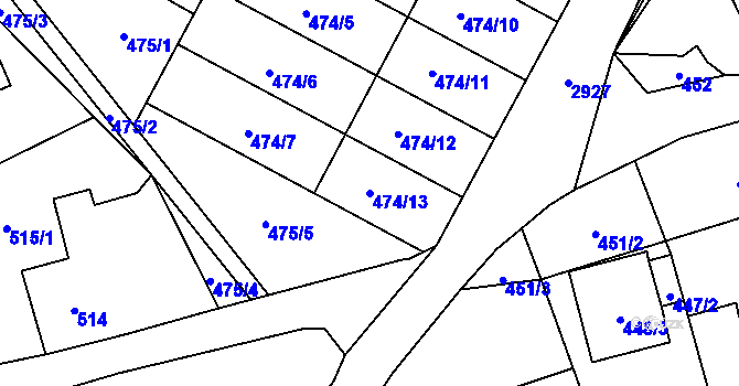 Parcela st. 474/13 v KÚ Brušperk, Katastrální mapa