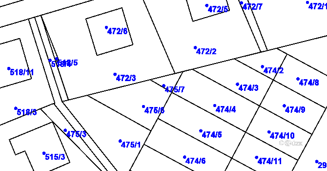 Parcela st. 475/7 v KÚ Brušperk, Katastrální mapa