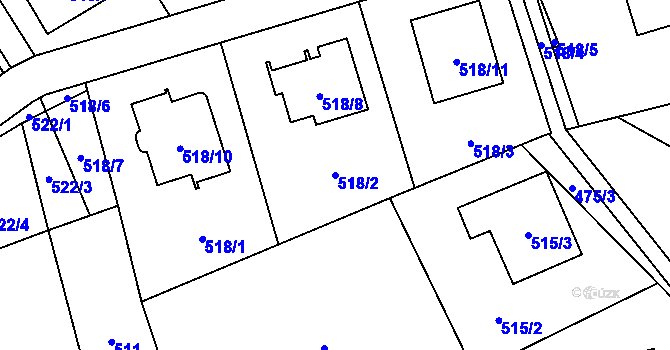 Parcela st. 518/2 v KÚ Brušperk, Katastrální mapa