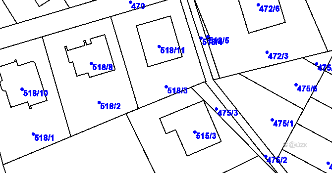 Parcela st. 518/3 v KÚ Brušperk, Katastrální mapa