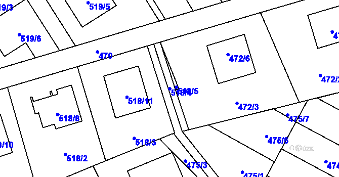 Parcela st. 518/4 v KÚ Brušperk, Katastrální mapa