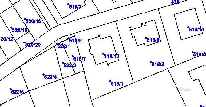 Parcela st. 518/10 v KÚ Brušperk, Katastrální mapa