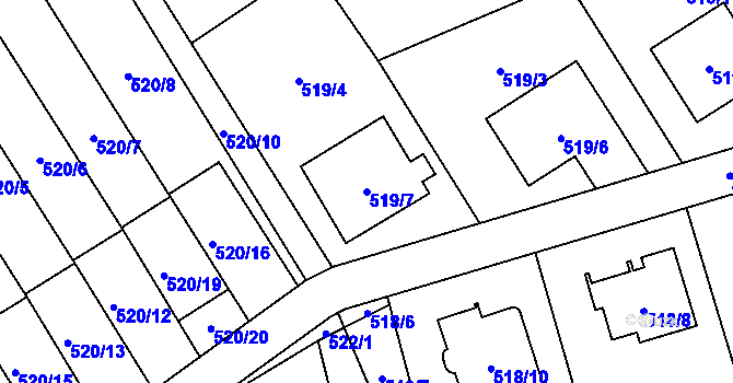 Parcela st. 519/7 v KÚ Brušperk, Katastrální mapa