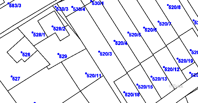 Parcela st. 520/3 v KÚ Brušperk, Katastrální mapa