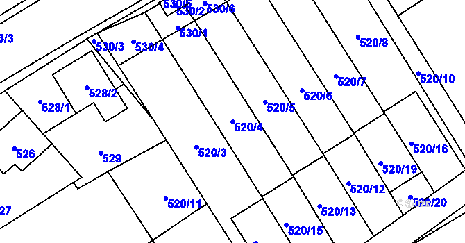 Parcela st. 520/4 v KÚ Brušperk, Katastrální mapa