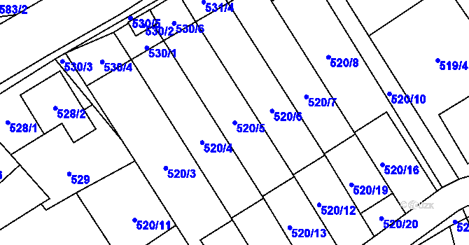 Parcela st. 520/5 v KÚ Brušperk, Katastrální mapa