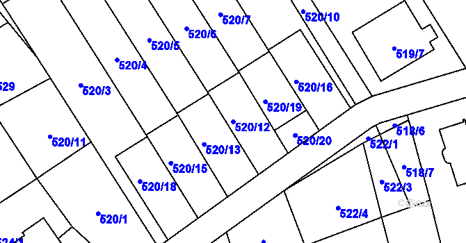 Parcela st. 520/12 v KÚ Brušperk, Katastrální mapa