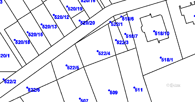 Parcela st. 522/4 v KÚ Brušperk, Katastrální mapa