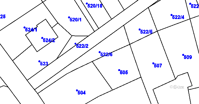 Parcela st. 522/6 v KÚ Brušperk, Katastrální mapa