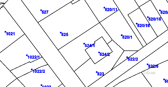 Parcela st. 524/1 v KÚ Brušperk, Katastrální mapa