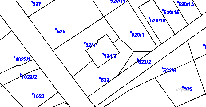Parcela st. 524/2 v KÚ Brušperk, Katastrální mapa