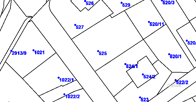 Parcela st. 525 v KÚ Brušperk, Katastrální mapa