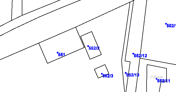 Parcela st. 552/2 v KÚ Brušperk, Katastrální mapa