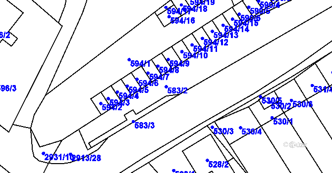 Parcela st. 583/2 v KÚ Brušperk, Katastrální mapa