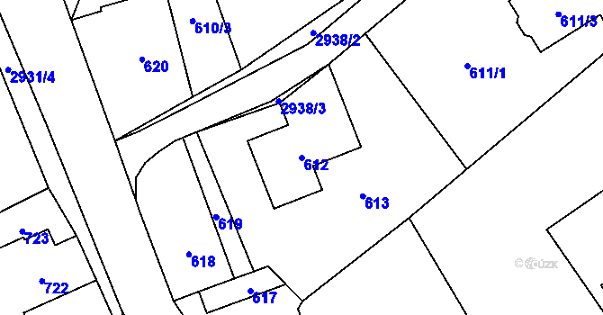 Parcela st. 612 v KÚ Brušperk, Katastrální mapa