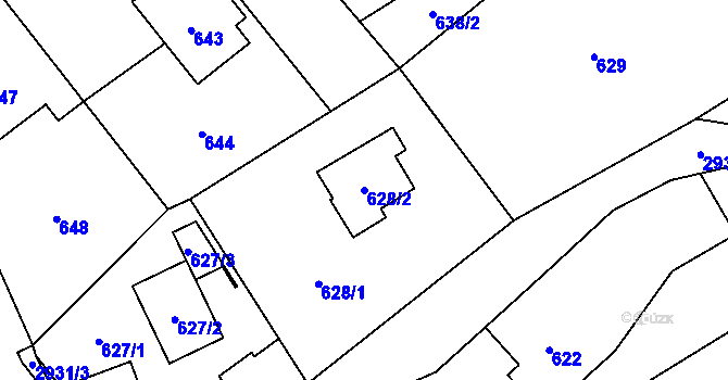 Parcela st. 628/2 v KÚ Brušperk, Katastrální mapa