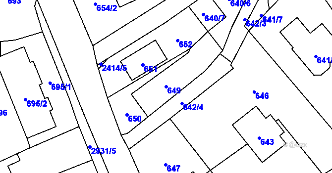 Parcela st. 649 v KÚ Brušperk, Katastrální mapa