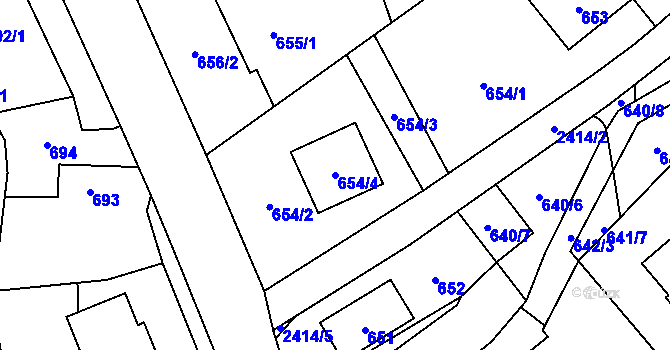 Parcela st. 654/4 v KÚ Brušperk, Katastrální mapa