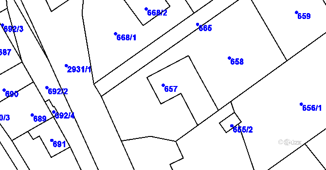 Parcela st. 657 v KÚ Brušperk, Katastrální mapa