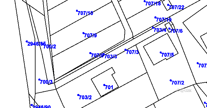 Parcela st. 703/3 v KÚ Brušperk, Katastrální mapa