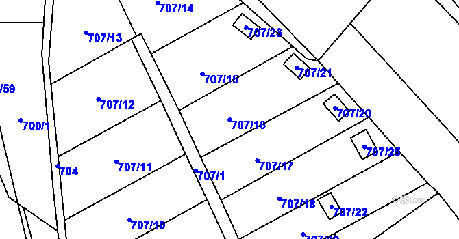 Parcela st. 707/16 v KÚ Brušperk, Katastrální mapa