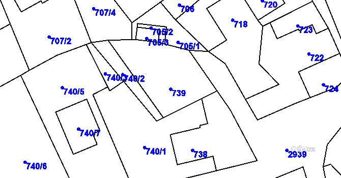 Parcela st. 739 v KÚ Brušperk, Katastrální mapa