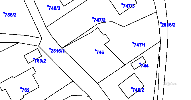 Parcela st. 746 v KÚ Brušperk, Katastrální mapa