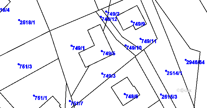 Parcela st. 749/8 v KÚ Brušperk, Katastrální mapa