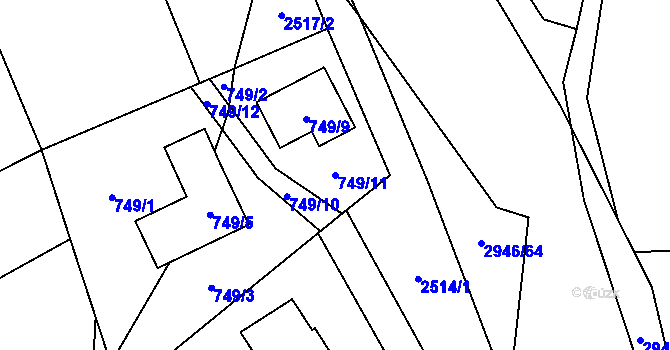 Parcela st. 749/11 v KÚ Brušperk, Katastrální mapa