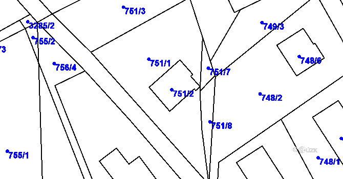 Parcela st. 751/2 v KÚ Brušperk, Katastrální mapa