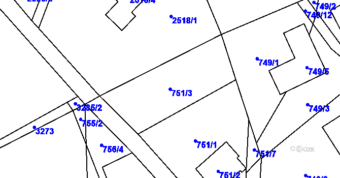 Parcela st. 751/3 v KÚ Brušperk, Katastrální mapa