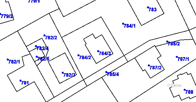 Parcela st. 784/3 v KÚ Brušperk, Katastrální mapa