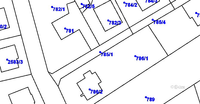 Parcela st. 785/1 v KÚ Brušperk, Katastrální mapa