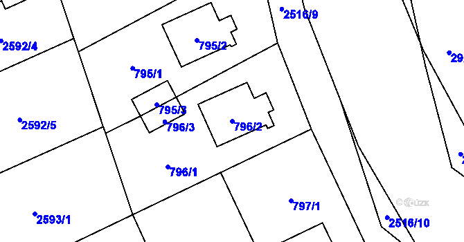 Parcela st. 796/2 v KÚ Brušperk, Katastrální mapa