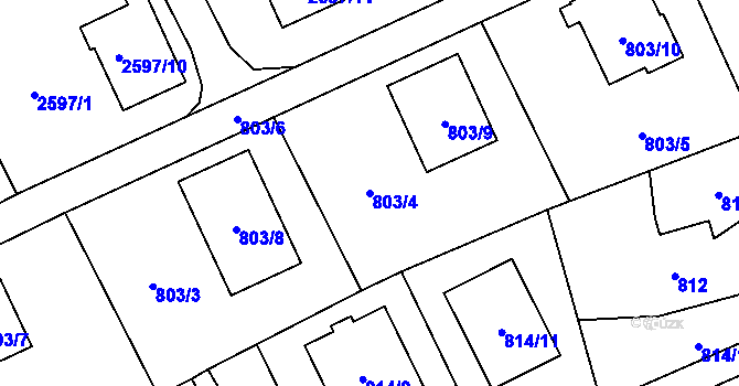 Parcela st. 803/4 v KÚ Brušperk, Katastrální mapa