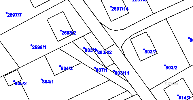 Parcela st. 803/12 v KÚ Brušperk, Katastrální mapa