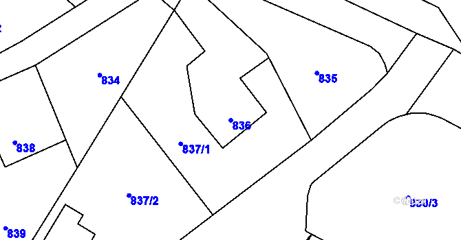 Parcela st. 836 v KÚ Brušperk, Katastrální mapa