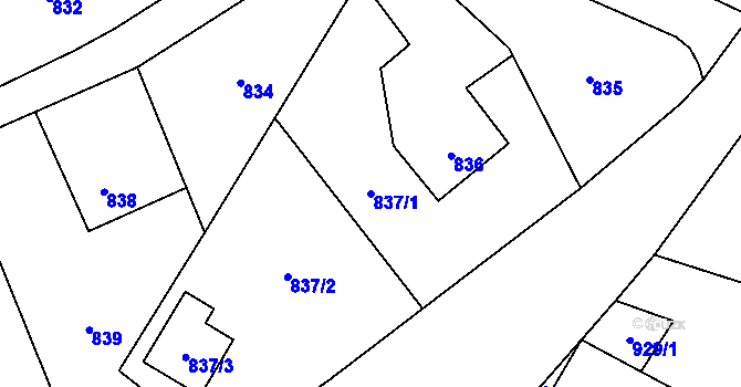 Parcela st. 837/1 v KÚ Brušperk, Katastrální mapa
