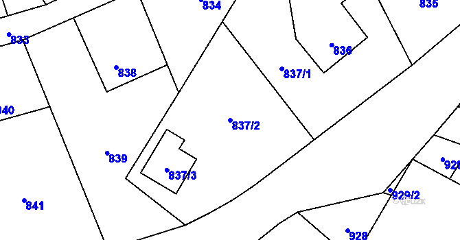 Parcela st. 837/2 v KÚ Brušperk, Katastrální mapa