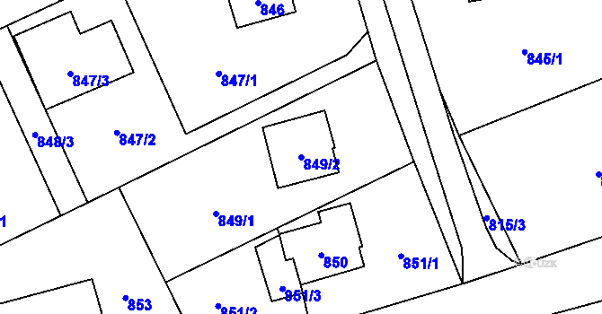 Parcela st. 849/2 v KÚ Brušperk, Katastrální mapa