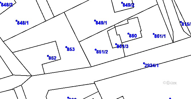 Parcela st. 851/2 v KÚ Brušperk, Katastrální mapa