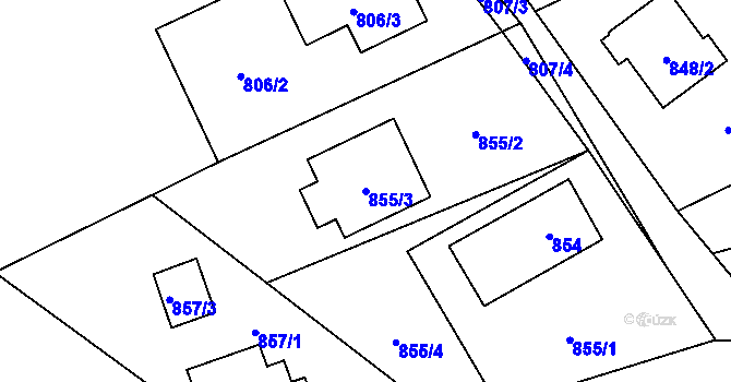 Parcela st. 855/3 v KÚ Brušperk, Katastrální mapa