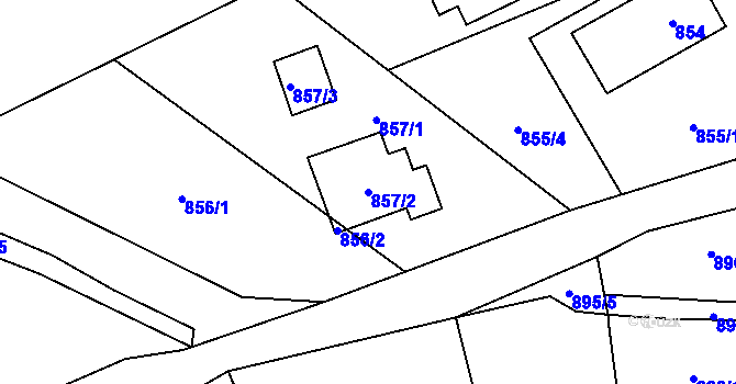 Parcela st. 857/2 v KÚ Brušperk, Katastrální mapa