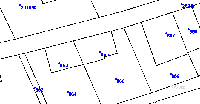 Parcela st. 865 v KÚ Brušperk, Katastrální mapa