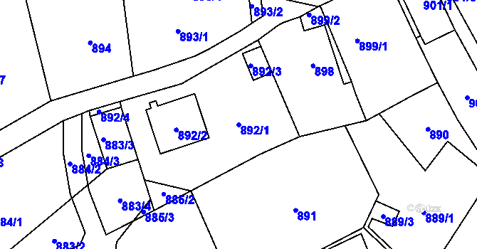 Parcela st. 892/1 v KÚ Brušperk, Katastrální mapa