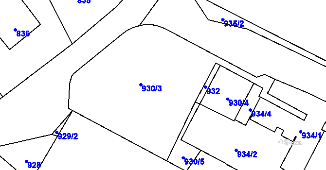 Parcela st. 931 v KÚ Brušperk, Katastrální mapa